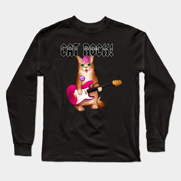 rock cat Long Sleeve T-Shirt by artbdog